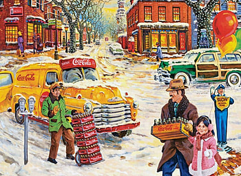 Coca-Cola Home Town F1mp, architecture, art, beautiful, cityscape, artwork, scenery, wide screen, painting, Coca Cola HD wallpaper