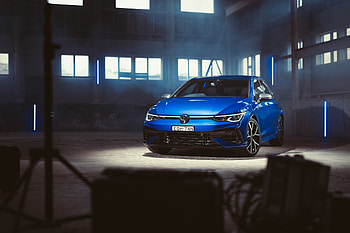 Blue Volkswagen Golf R, 2022 HD wallpaper