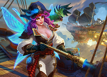 Harbor, blue, wings, ship, girl, any-s-kill, fairy, k pirate, fantasy, game, luminos, hat HD wallpaper