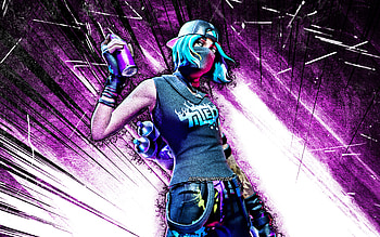 Tilted Teknique, grunge art, Fortnite Battle Royale, Fortnite characters, Tilted Teknique Skin, violet abstract rays, Fortnite, Tilted Teknique Fortnite HD wallpaper