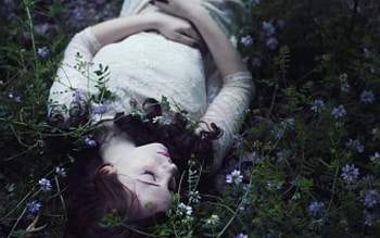 peace .., flowers, grass, girl, models, sleeping, female HD wallpaper