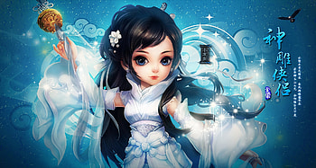 Fantasy girl, blue, white, fantasy, game, cute, luminos, girl HD wallpaper
