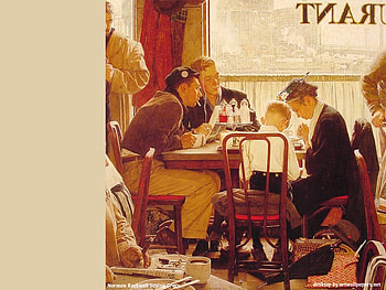 Norman Rockwell 03, dinner, fun, family, chatting, food HD wallpaper