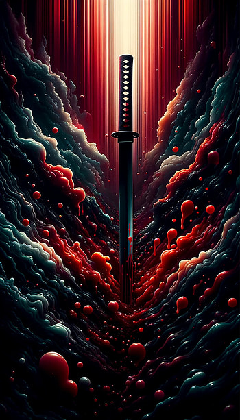Japanese Samurai Word in an ocean of slimy blood, sword, samurai, Anime HD phone wallpaper