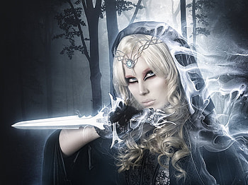 Lady warrior, digital, swords, girl, pretty face, warrior HD wallpaper