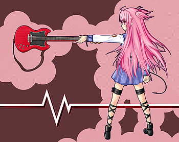 Angel Beats! Yui, beats, yui, guitar, angel, pink, music, anime, animegirl, angel beats HD wallpaper