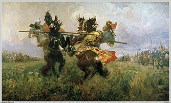 Duel at Kulikovo Field, kulikovo, art, russia, battle, duel HD wallpaper