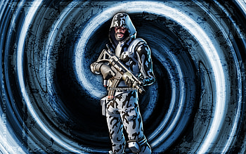 Snow Striker, blue grunge background, Fortnite, vortex, Fortnite characters, Snow Striker Skin, Fortnite Battle Royale, Snow Striker Fortnite HD wallpaper