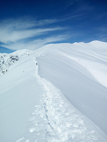 Nature, Mountains, Snow, Vertex, Tops, Track, Trace HD phone wallpaper