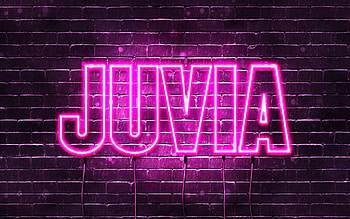 Happy Birtay Juvia, , pink neon lights, Juvia name, creative, Juvia Happy Birtay, Juvia Birtay, popular japanese female names, with Juvia name, Juvia HD wallpaper