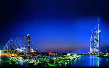 Hotels Of Dubai, night, blue, dubai, light HD wallpaper