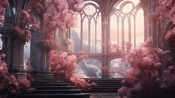 Enchanting Cherry Blossom Archway, aesthetic, pink, pink aesthetic, fantasy, architecture HD wallpaper
