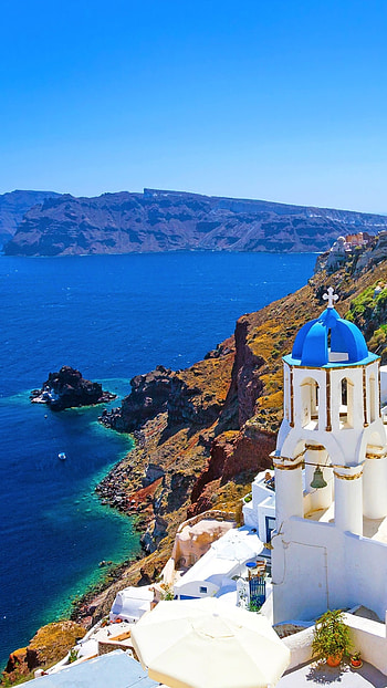 Man-made marvels, Architectural wonder, Greek island heritage, Santorini's allure HD phone wallpaper