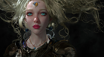 Girl, face, john flath, fantasy, blonde HD wallpaper