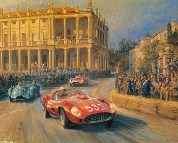 Alan Fearnley art, alan fearnley, blue, painting, art, red, italy, people, race HD wallpaper