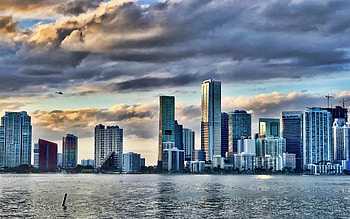 Miami travels, Atlantic sunset, Modern cityscape, Florida beauty HD wallpaper