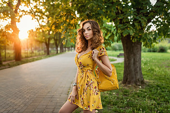 Yellow Dress Girl Outdoors, girls, model, yellow-dress HD wallpaper