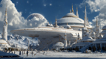 Lunar Utopia — Sci‑Fi Cityscape, Sci Fi, sci fi city, utopia, futuristic city, spaceport HD wallpaper