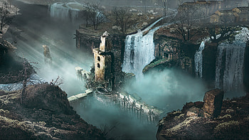 Sherlock Holmes: The Awakened - The Crossroads ( Upsized & Enhanced), ruin, waterfall, video game, Sherlock Holmes: The Awakened HD wallpaper
