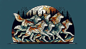 Majestic Wolf Pack, Wolf Pack, wolf, geometric art, forest, moon HD wallpaper