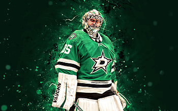 Anton Khudobin, , Dallas Stars, NHL, hockey players, green neon lights, USA, Anton Khudobin , hockey, Anton Khudobin Dallas Stars HD wallpaper