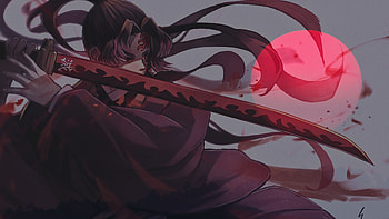 Yoriichi, moon, Anime, Demon Slayer: Kimetsu no Yaiba HD wallpaper