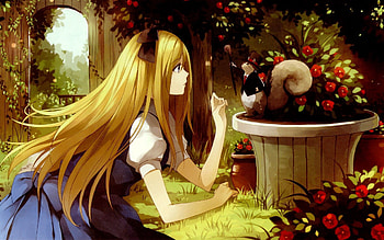 Anime, Girl, Blonde, Hat, Hamster HD wallpaper