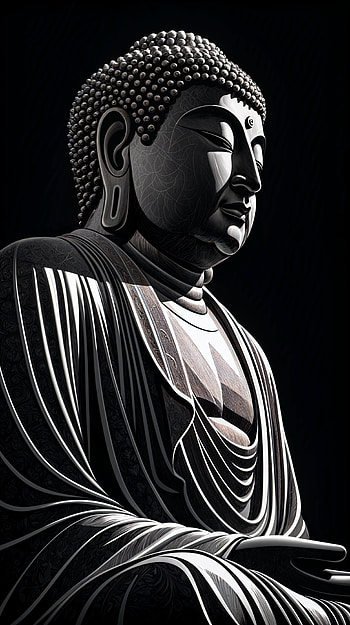 Zen Noir: Serene Buddha , statue, sculpture HD phone wallpaper