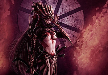 Yoritomo Hotako, fanatsy, girl, warrior, red HD wallpaper