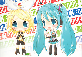 Rin & Miku, egg, chibi, rin kagamine, hatsune miku, vocaloid HD wallpaper
