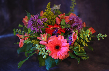 Flowers, Gerberas, Registration, Typography, Greens, Alstroemeria, Bouquet, Handsomely, It's Beautiful HD wallpaper