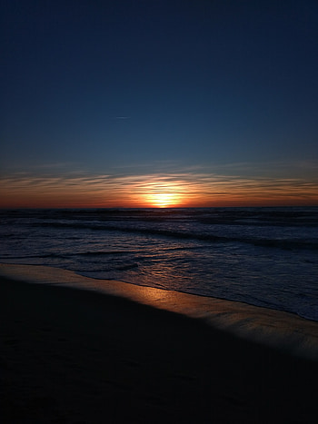 Horizon, skyline, sunset, beach HD phone wallpaper