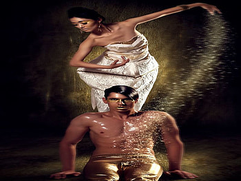 GOLDEN COUPLE, couple, gold, woman, man HD wallpaper