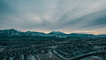 Nature, Sky, Mountains, View From Above, Village, Snow Covered, Snowbound HD wallpaper