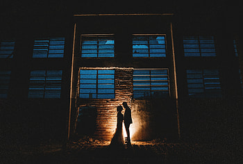Couple, night, love, dark, silhouette HD wallpaper