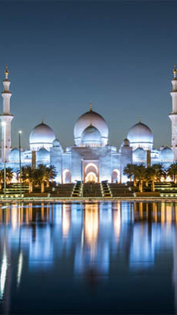 Islamic, Night Lights, Mosque Reflection HD phone wallpaper