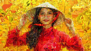 Asian Girl Mosaic Art HD wallpaper