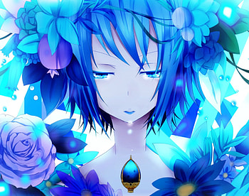 Anime, blue, mahou, flowers, shoujo madoka magica, miki sayaka HD wallpaper