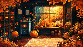 Cozy Autumn Aesthetic - Ultra, cozy autumn aesthetic, Autumn, cozy interior, pumpkin, fall leaves HD wallpaper