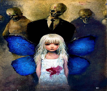 butterflys last stand, girl, butterfly, creepy, skulls HD wallpaper