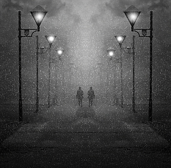 People, Snow, Miscellanea, Miscellaneous, Silhouettes, Street, Snowstorm HD wallpaper