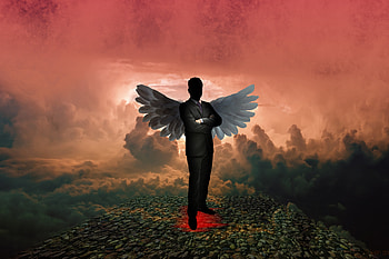 Art, Silhouette, Wings, hop, Angel, Devil HD wallpaper