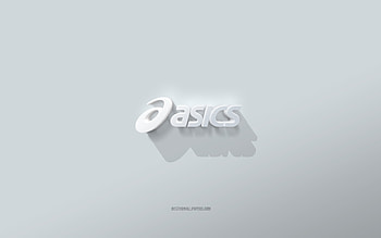 Asics logo, white background, Asics 3d logo, 3d art, Asics, 3d Asics emblem HD wallpaper