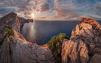 Majorca, Spain, Spain, rocks, sea, island, Majorca, sunset HD wallpaper