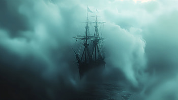 Phantom Ship: A Stunning Fantasy, fantasy, phantom ship, ship, storm, sea HD wallpaper