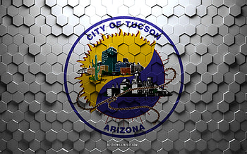 Flag of Tucson, Arizona, honeycomb art, Tucson hexagons flag, Tucson, 3d hexagons art, Tucson flag HD wallpaper