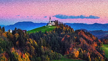 Castle, hill, forest, nature, art HD wallpaper