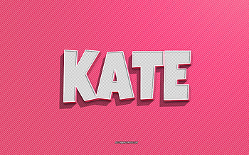 Kate, pink lines background, with names, Kate name, female names, Kate greeting card, line art, with Kate name HD wallpaper