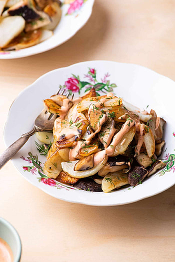 Russian fried potatoes, Mushroom addition, Hearty side dish, Comfort food HD phone wallpaper