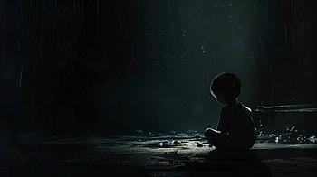 Lonely Reflection: A Sad Child in Ultra, sad, child, alone, dark, light HD wallpaper